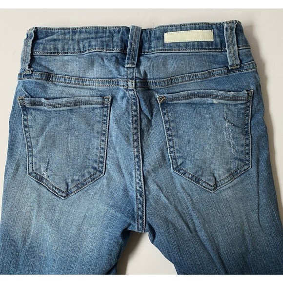Cello Jeans Womens Junior Size 3 Blue Medium Wash Distressed Skinny Stretch - Picture 10 of 16